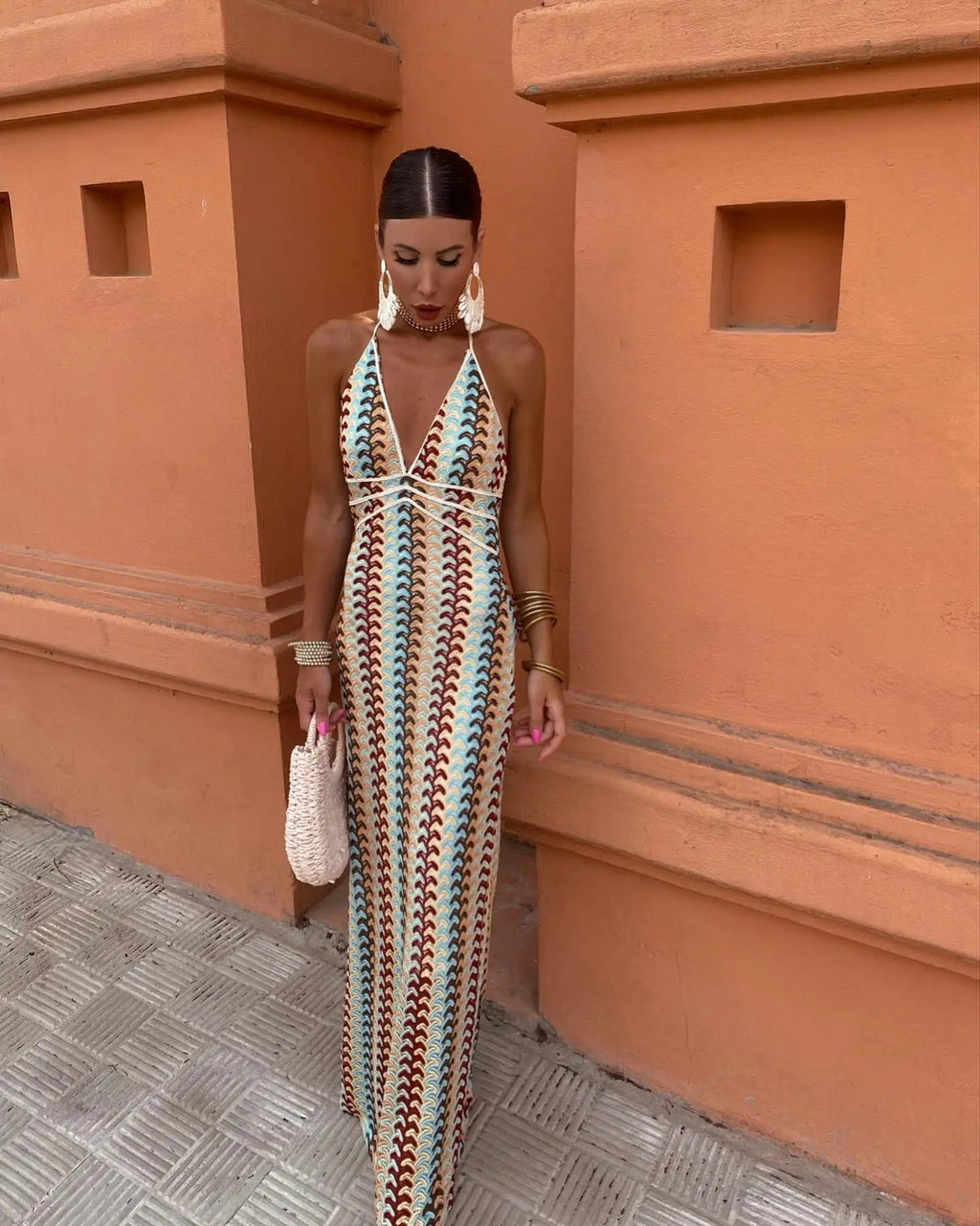 Crochet Halterneck Summer Maxi Dress