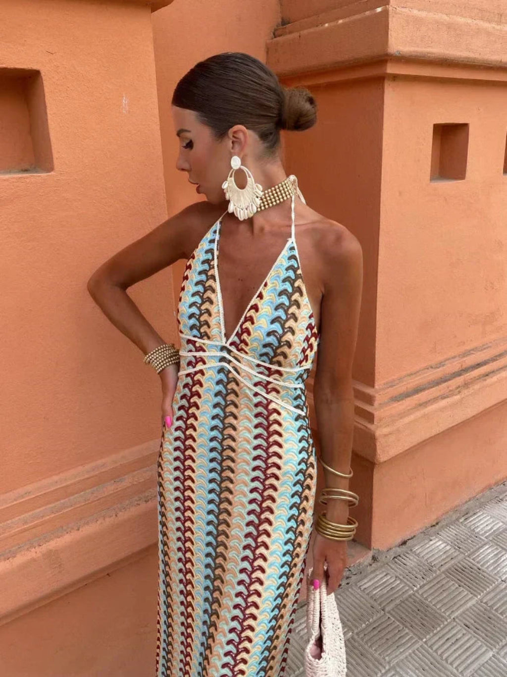 Crochet Halterneck Summer Maxi Dress