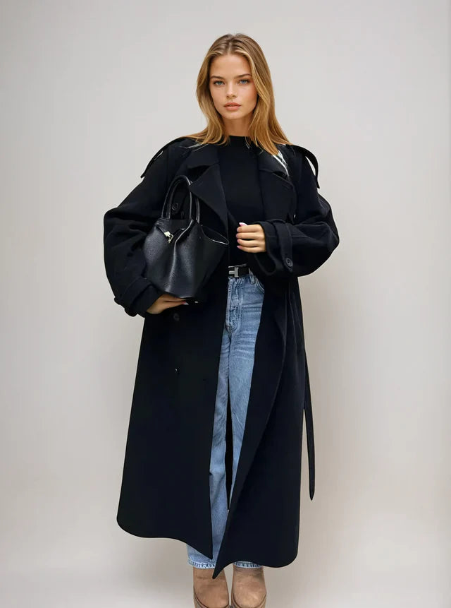 Oversized Wool Blend Double-Breasted Coat