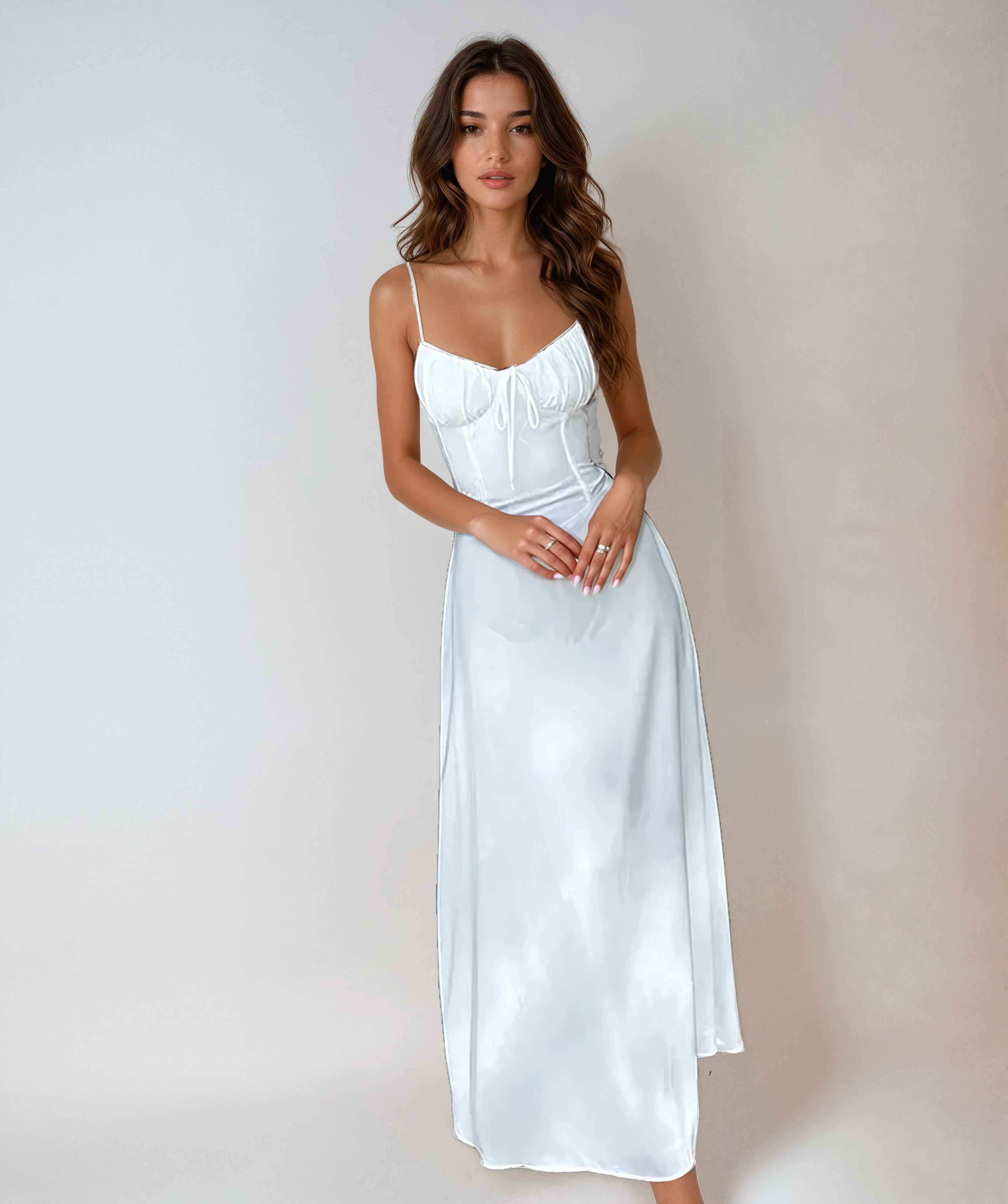 Sleeveless Ruched Bodice Maxi Dress