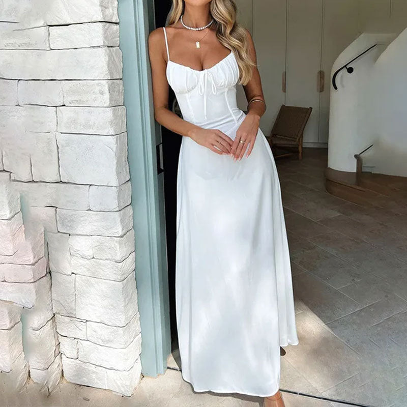 Sleeveless Ruched Bodice Maxi Dress