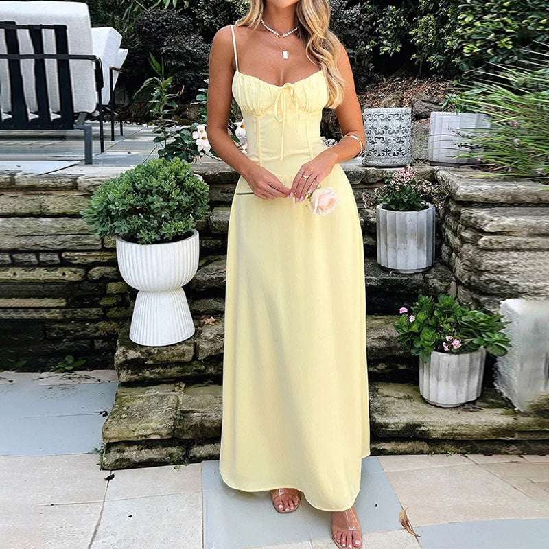 Sleeveless Ruched Bodice Maxi Dress
