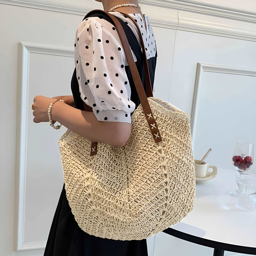 Woven Shoulder Tote Bag