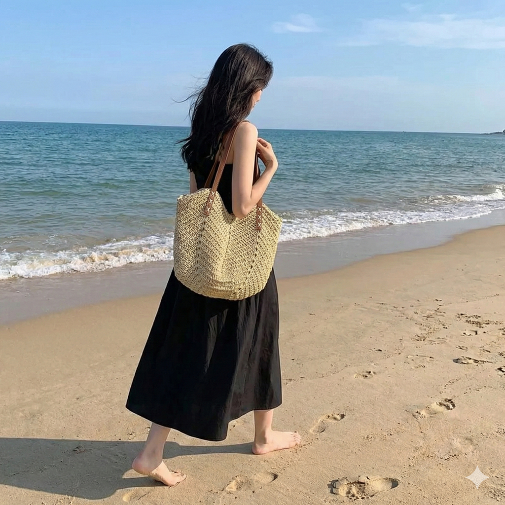Woven Shoulder Tote Bag