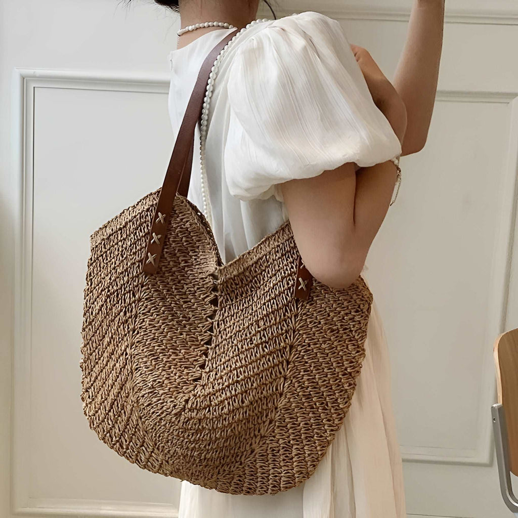 Woven Shoulder Tote Bag