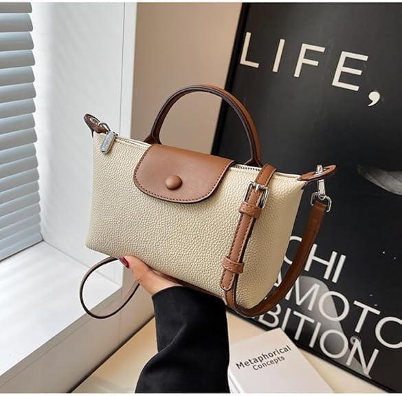 Two-Tone Crossbody Bag with Top Handle