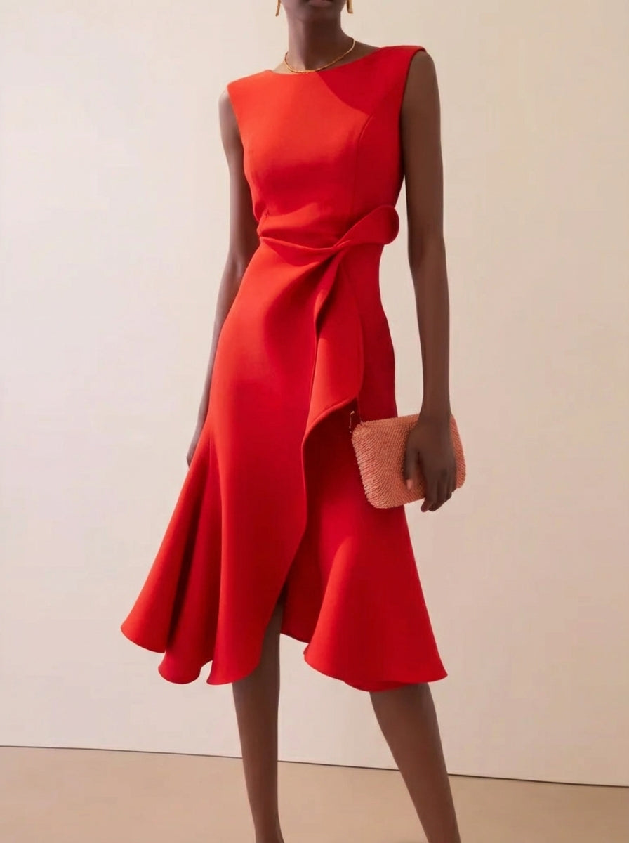 Sleeveless Ruffle Midi Dress