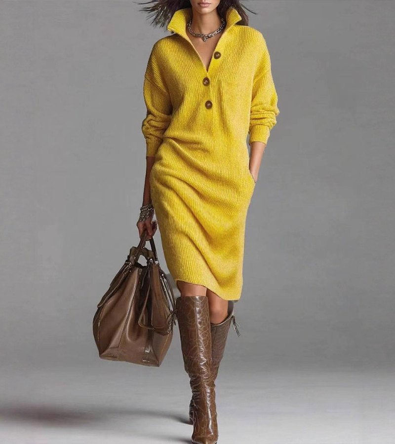 Knit Turtleneck Midi Dress