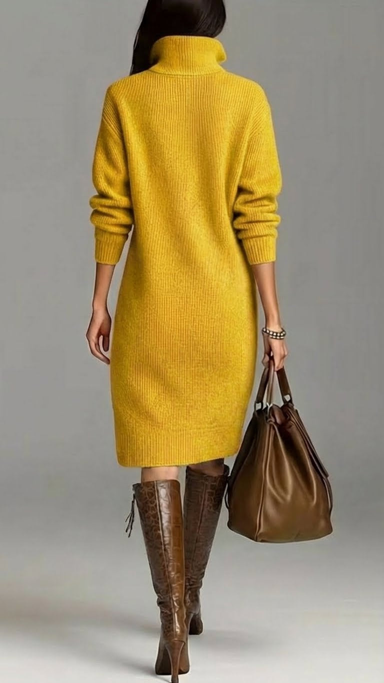 Knit Turtleneck Midi Dress