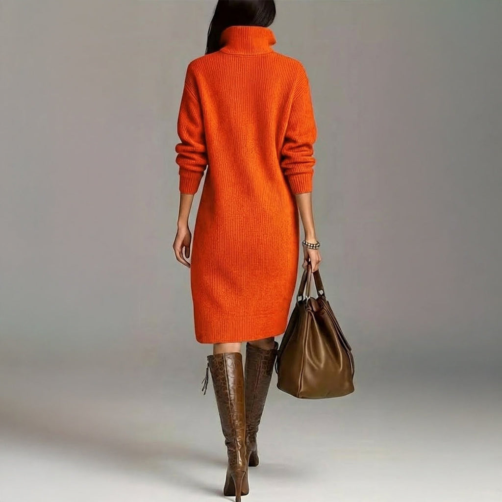 Knit Turtleneck Midi Dress