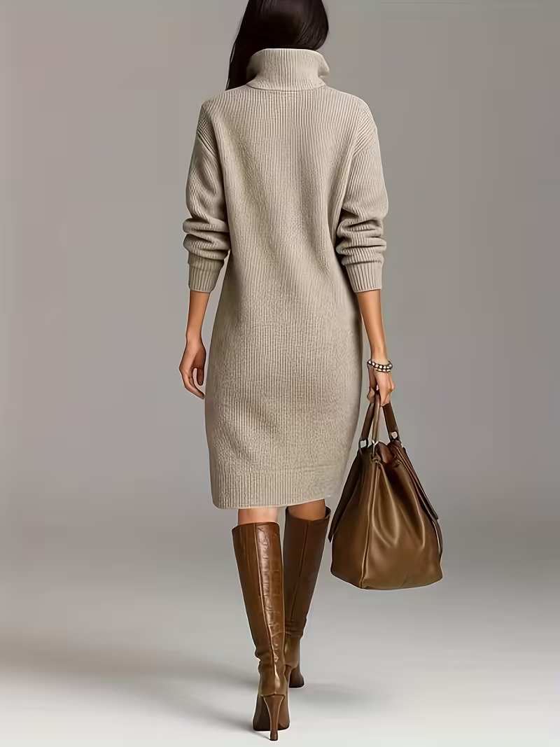 Knit Turtleneck Midi Dress