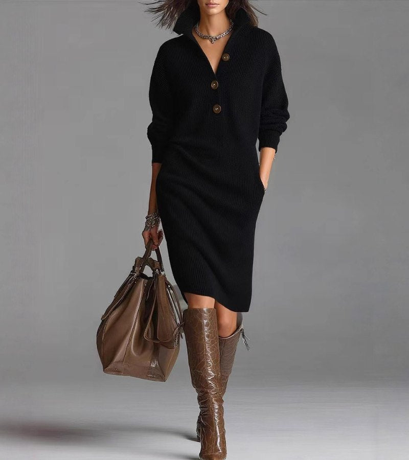 Knit Turtleneck Midi Dress