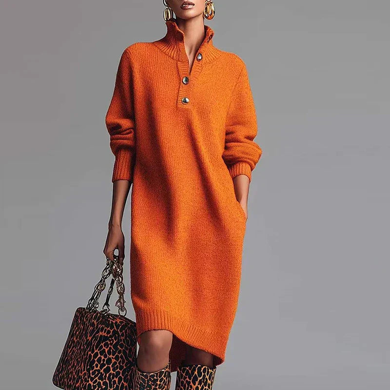 Knit Turtleneck Midi Dress