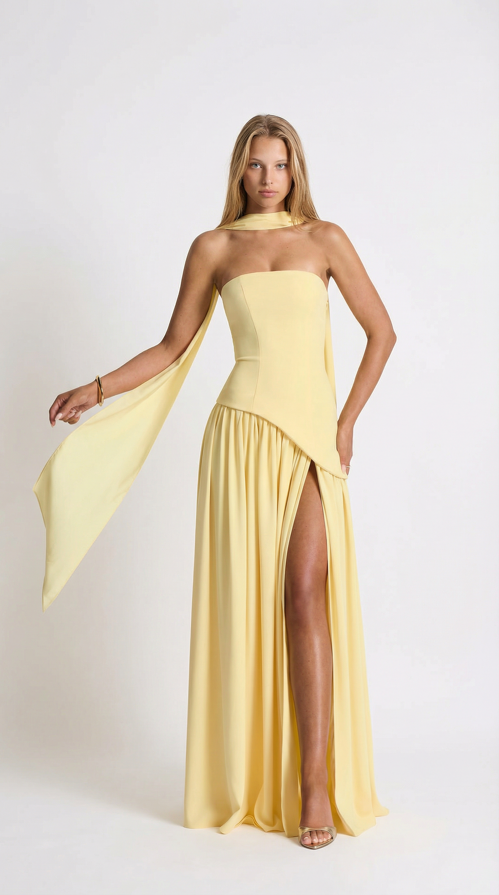 Asymmetrical Drape Maxi Dress