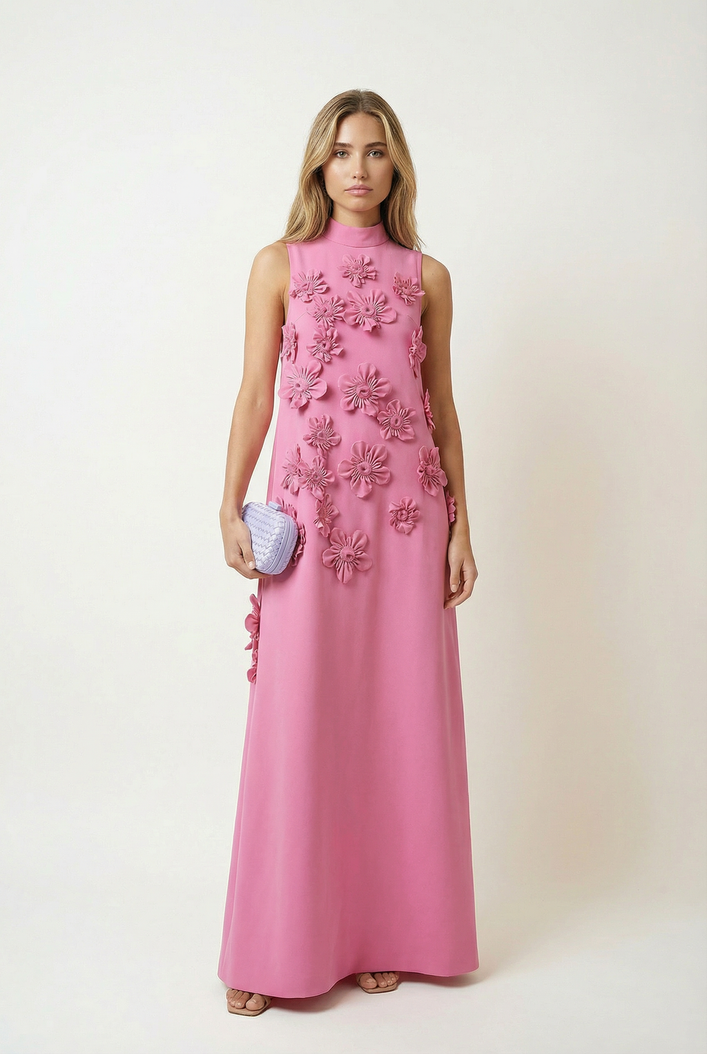 Floral Embellished Sleeveless Summer Maxi Dress