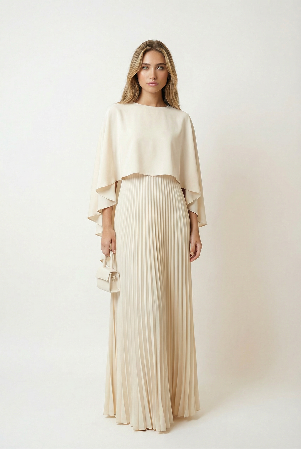 Pleated Batwing Wedding Guest Maxi Dress