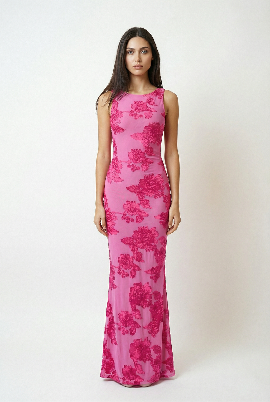 Embroidered Sleeveless Floral Summer Maxi Dress