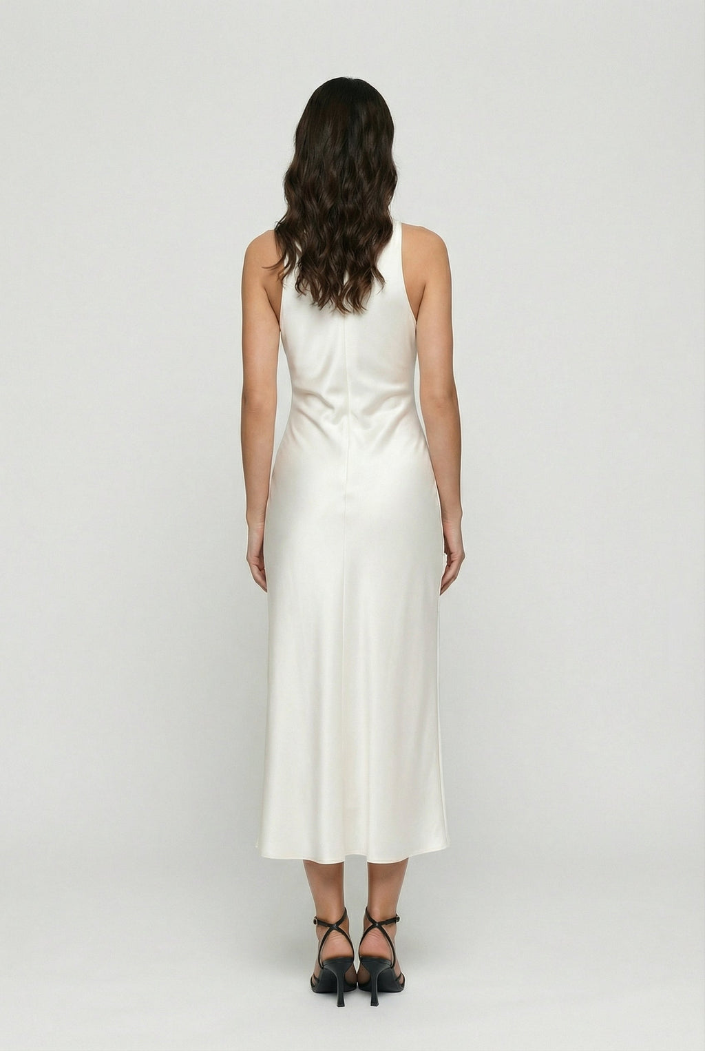 Satin Cowl Neck Midi Dress