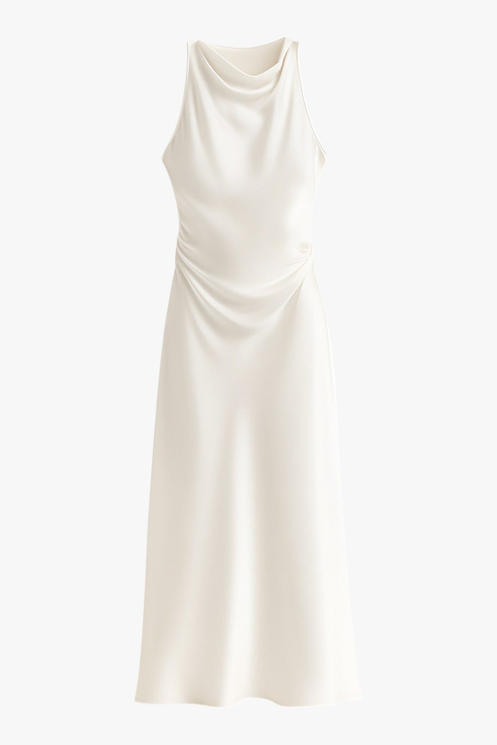 Satin Cowl Neck Midi Dress