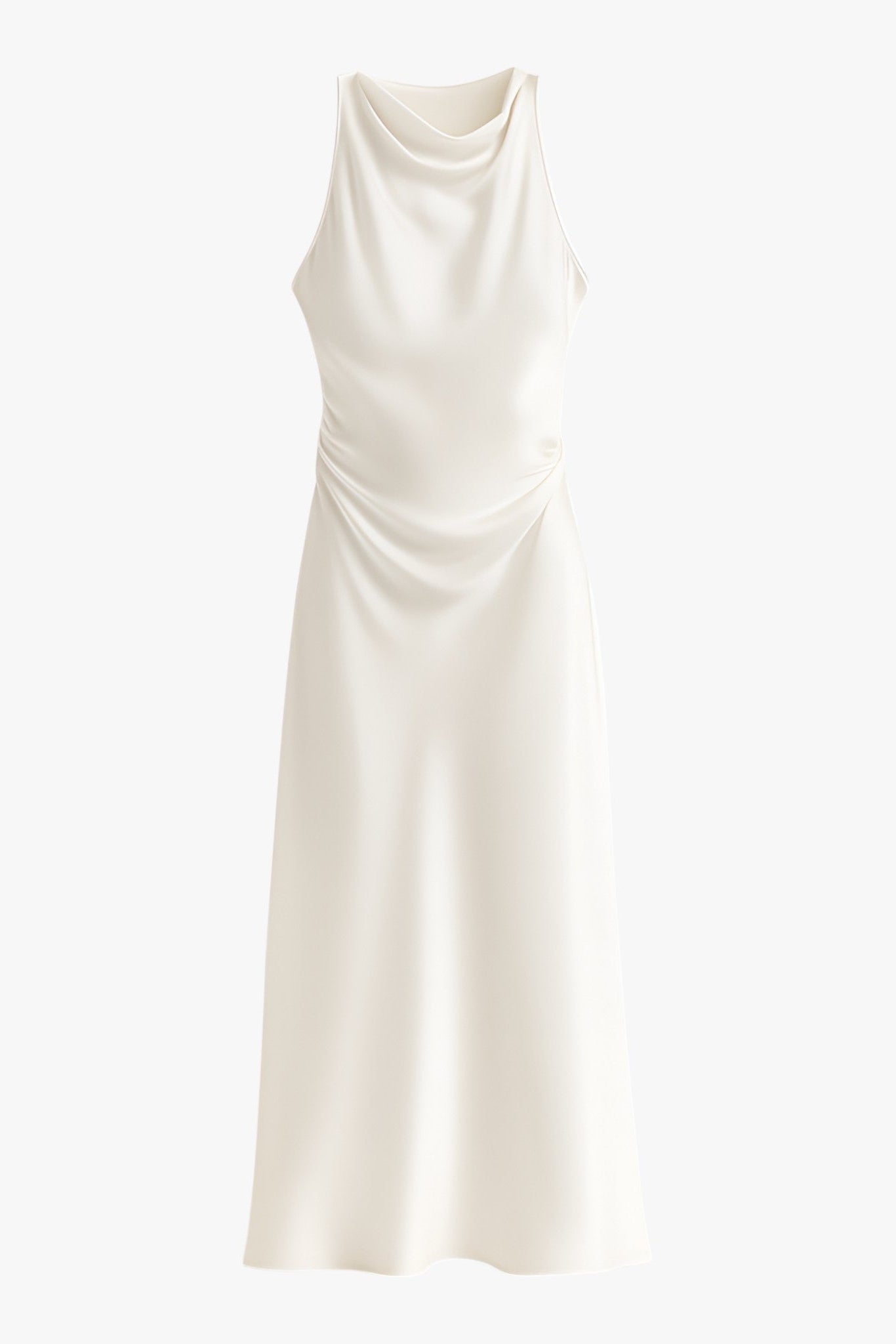 Satin Cowl Neck Midi Dress