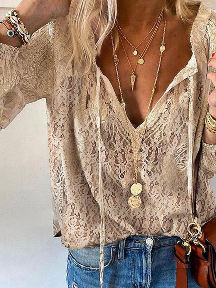 Blouse with Cutout Neckline