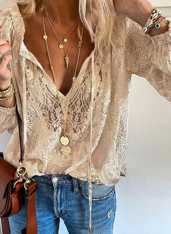 Blouse with Cutout Neckline