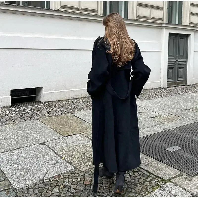 Oversized Wool Blend Double-Breasted Coat