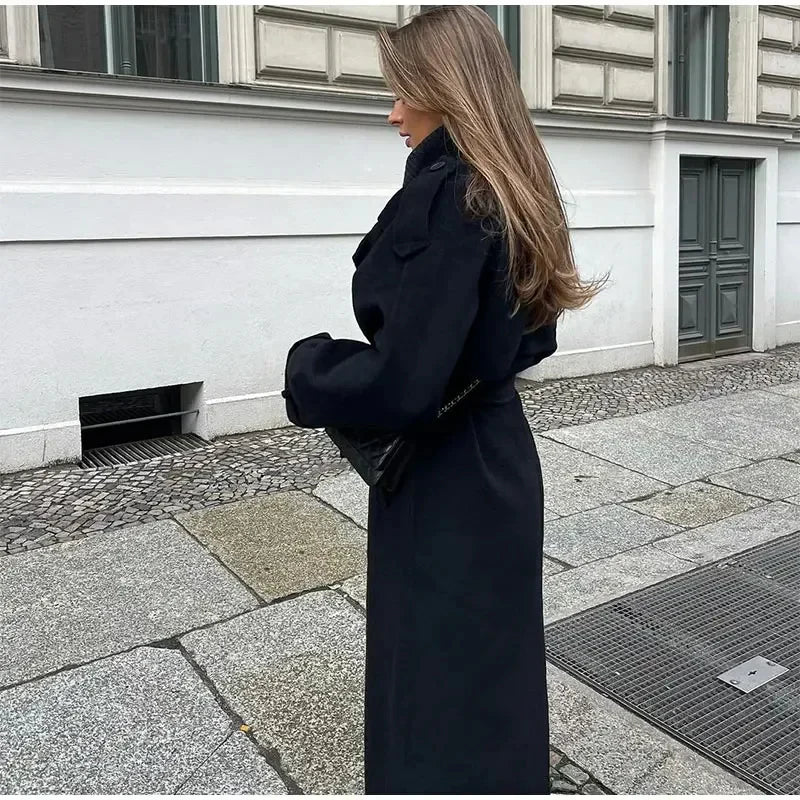 Oversized Wool Blend Double-Breasted Coat