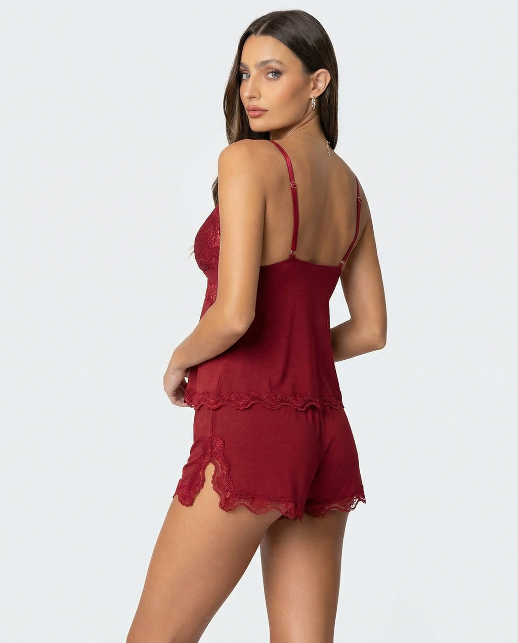 Lace Trim Cami and Shorts Set