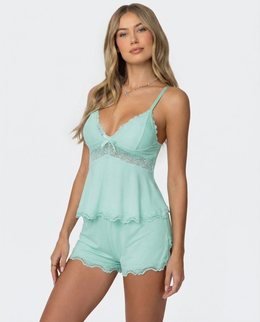 Lace Trim Cami and Shorts Set