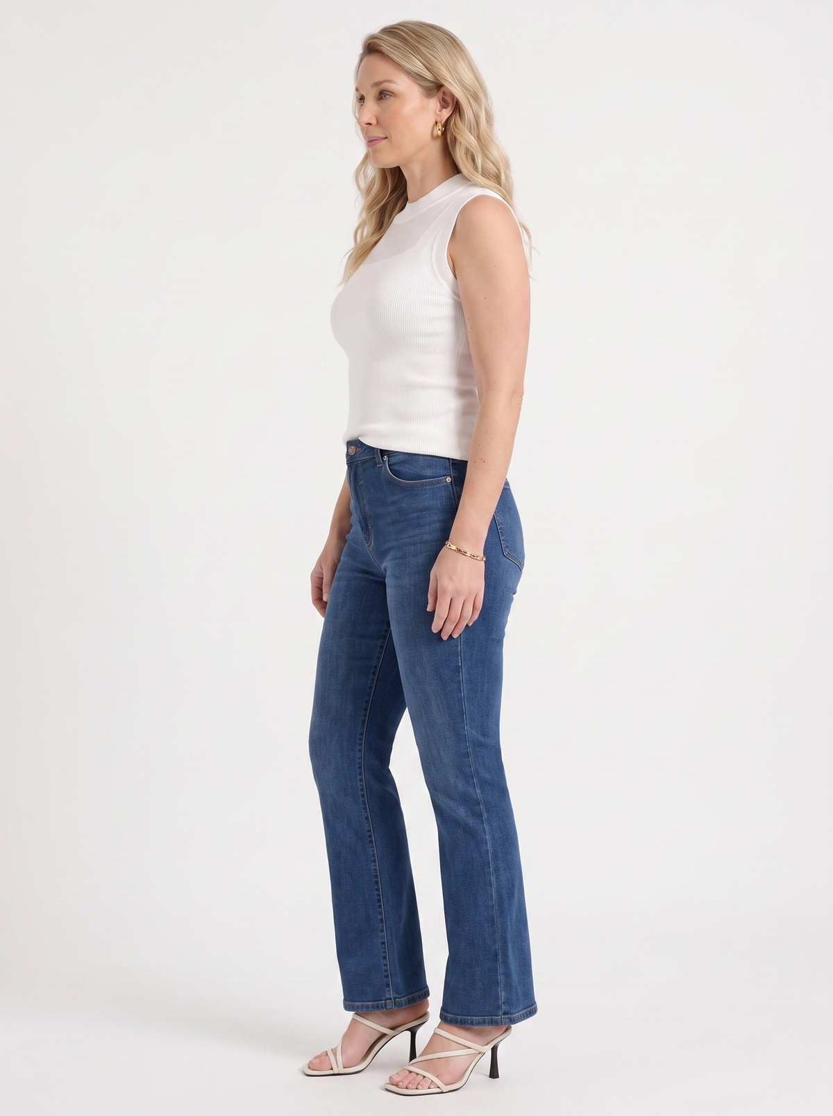 Mesh Panel Ribbed Sleeveless Top