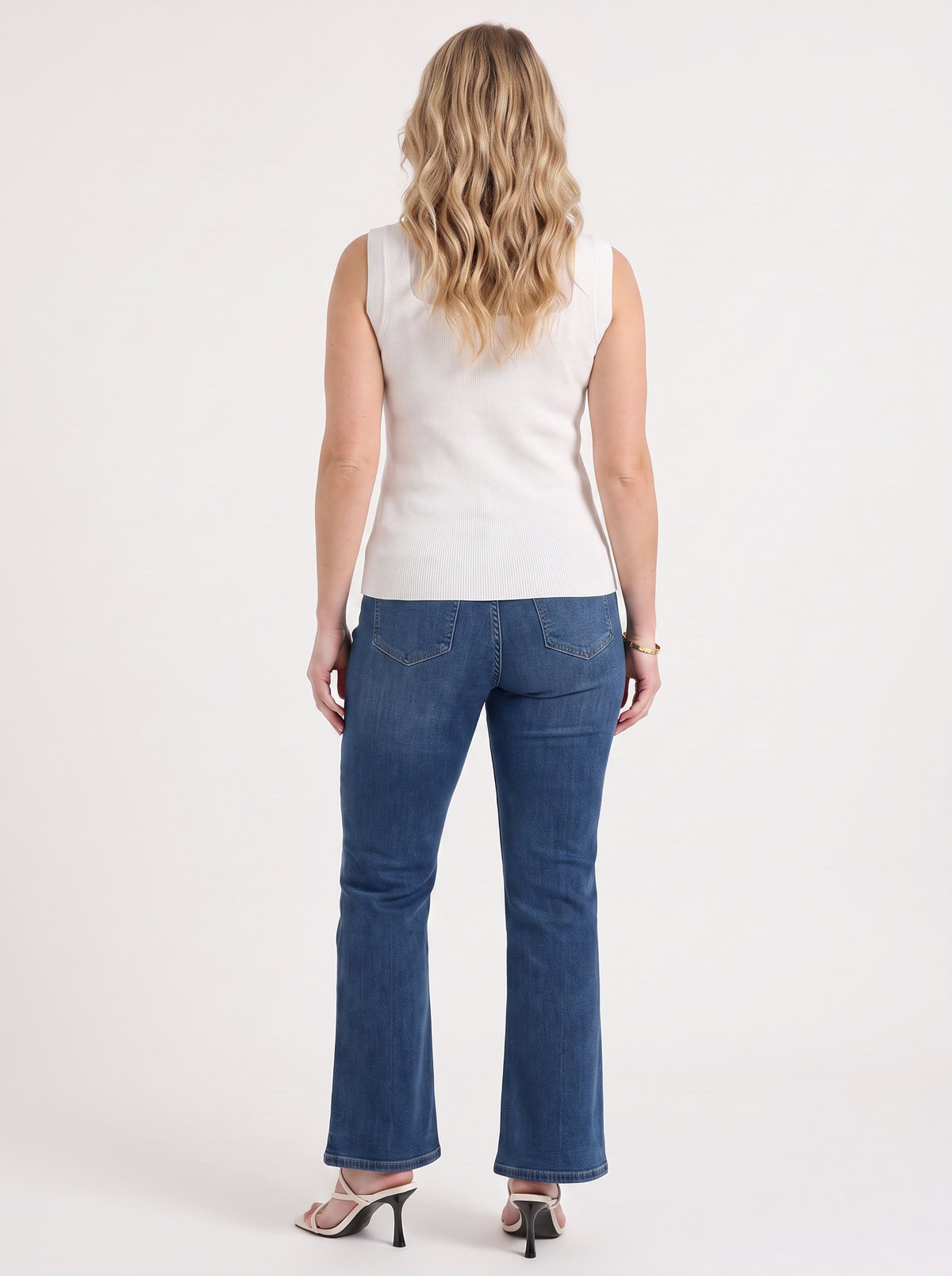 Mesh Panel Ribbed Sleeveless Top
