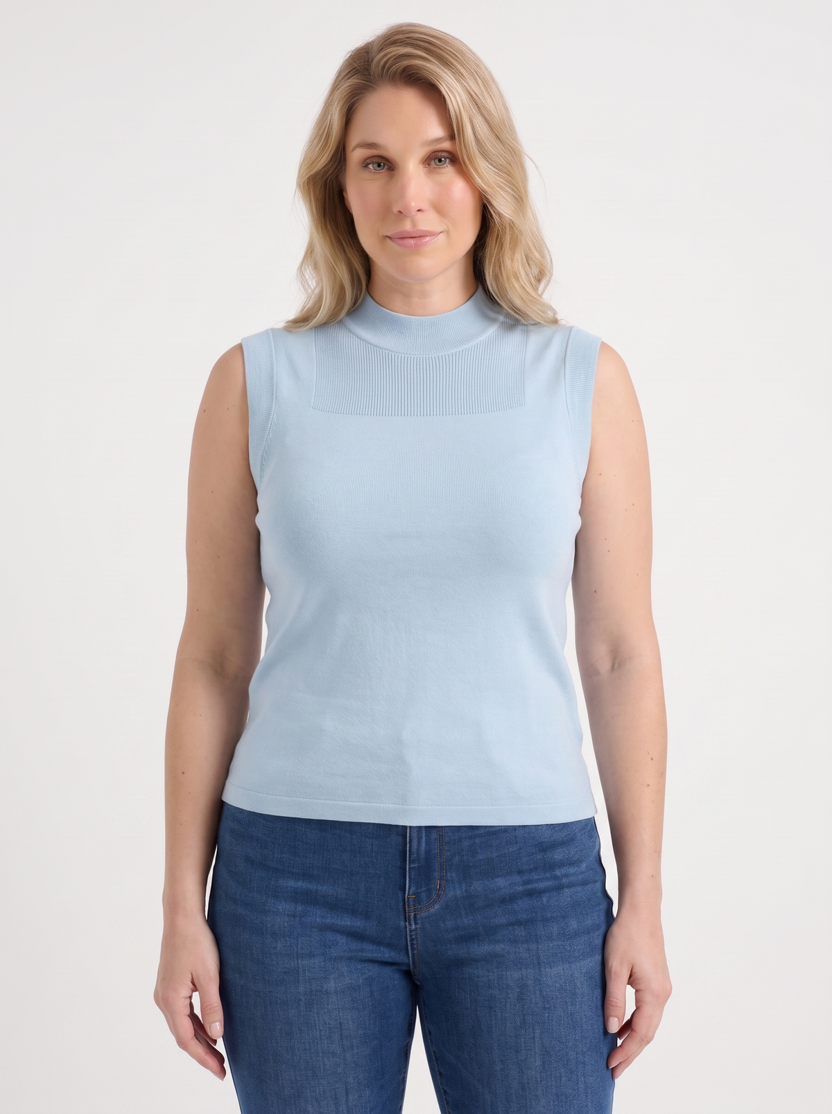 Mesh Panel Ribbed Sleeveless Top
