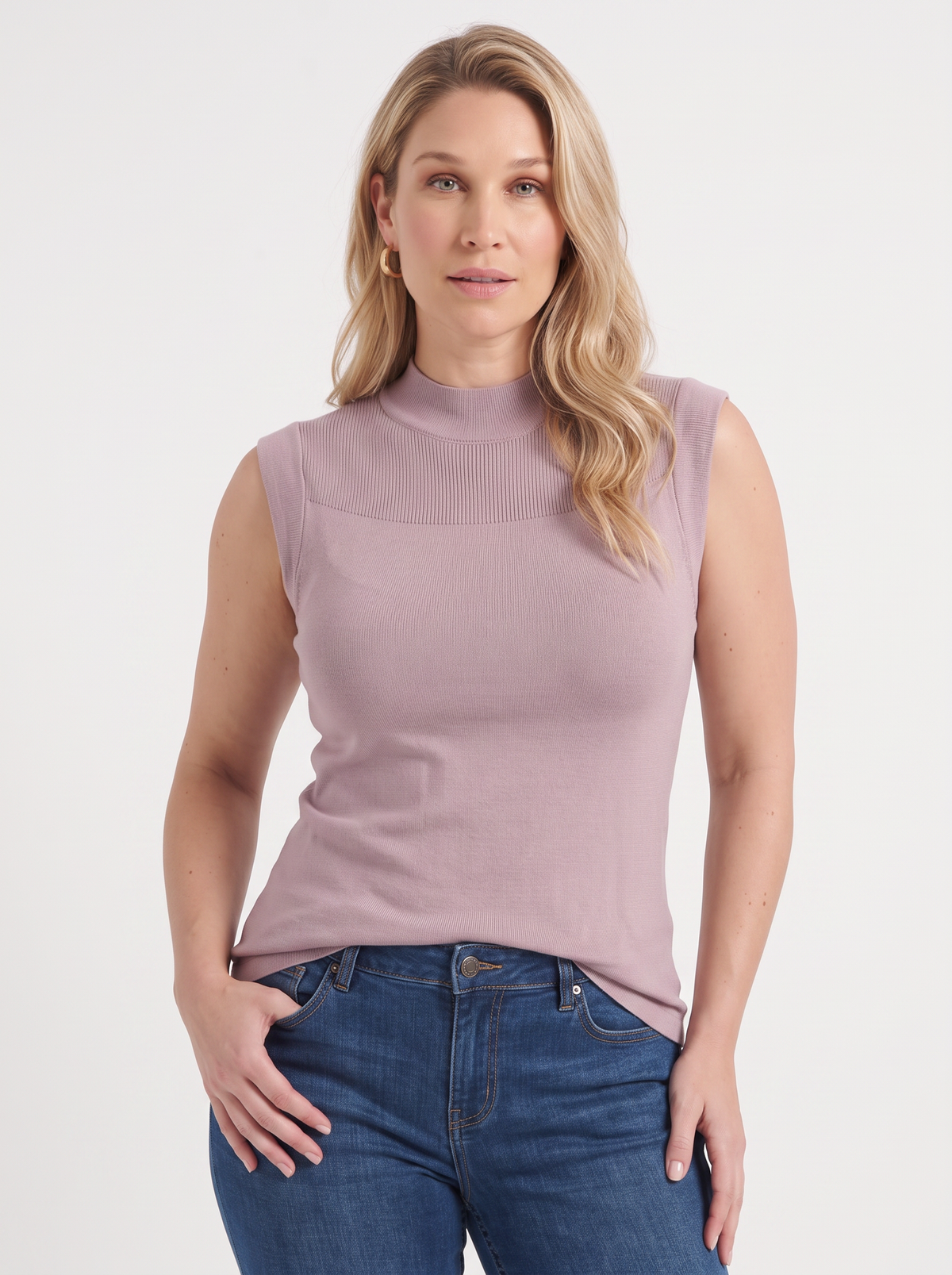 Mesh Panel Ribbed Sleeveless Top