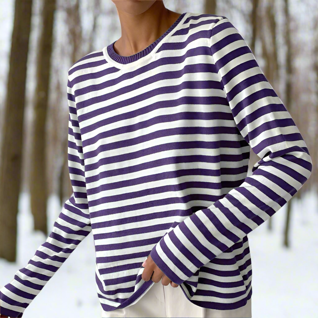 Striped Cotton Long Sleeve T-Shirt