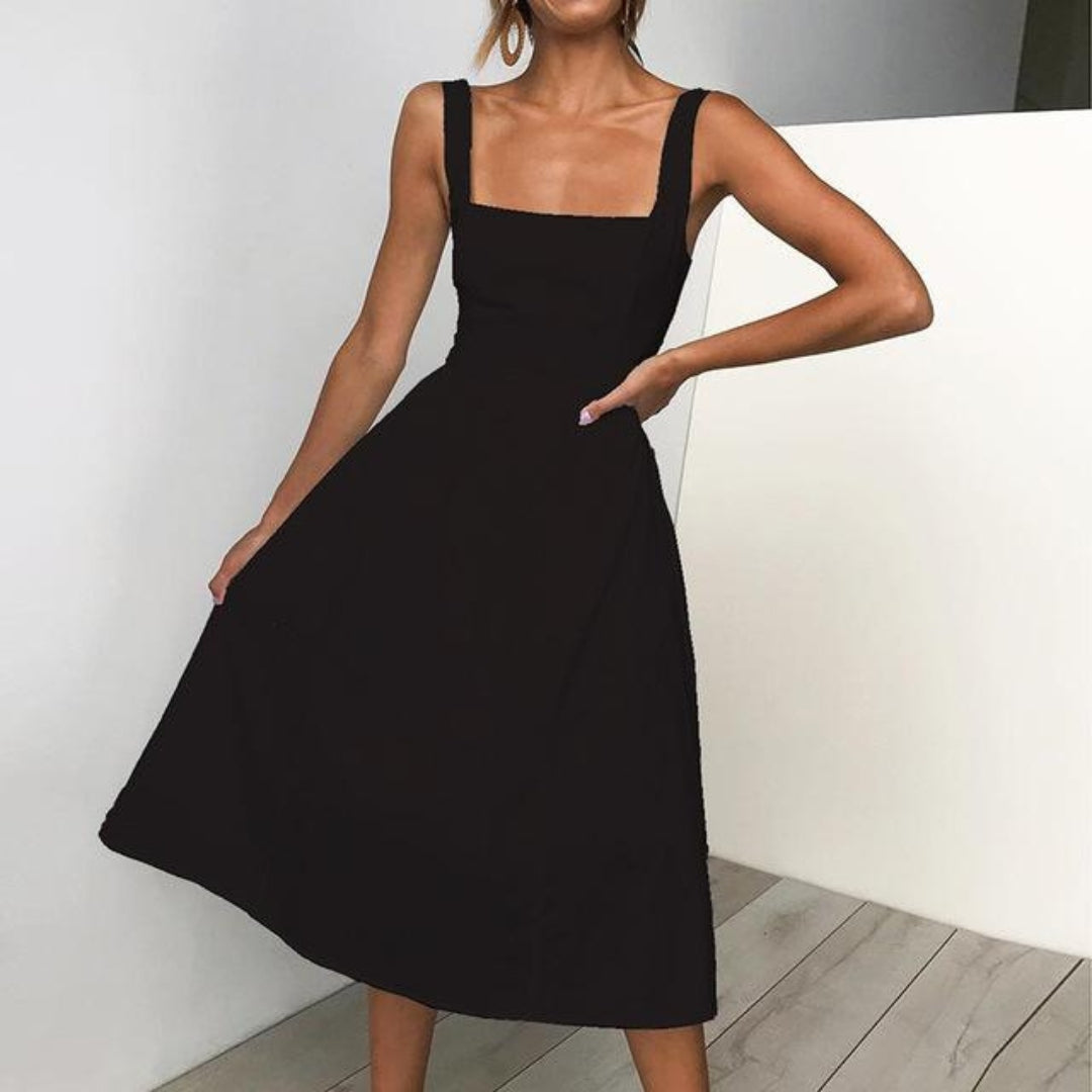 Square Neck Sleeveless Midi Dress