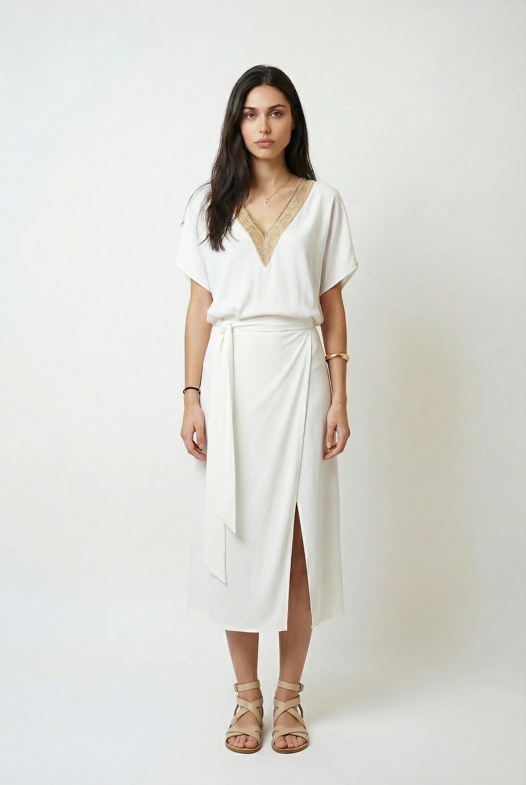 Flattering Fit V-Neck Summer Midi Dress