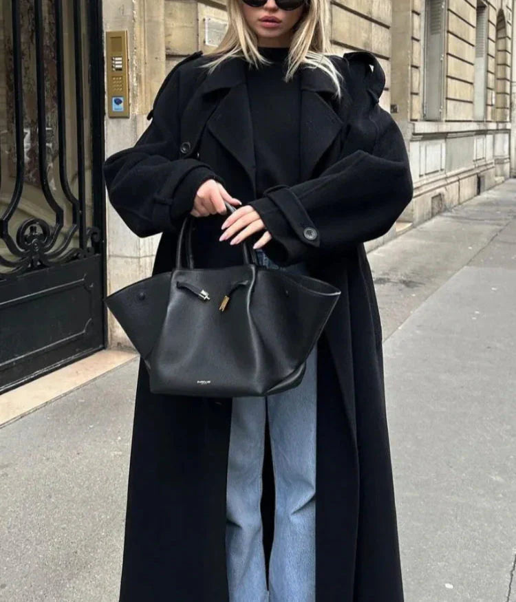 Oversized Wool Blend Double-Breasted Coat