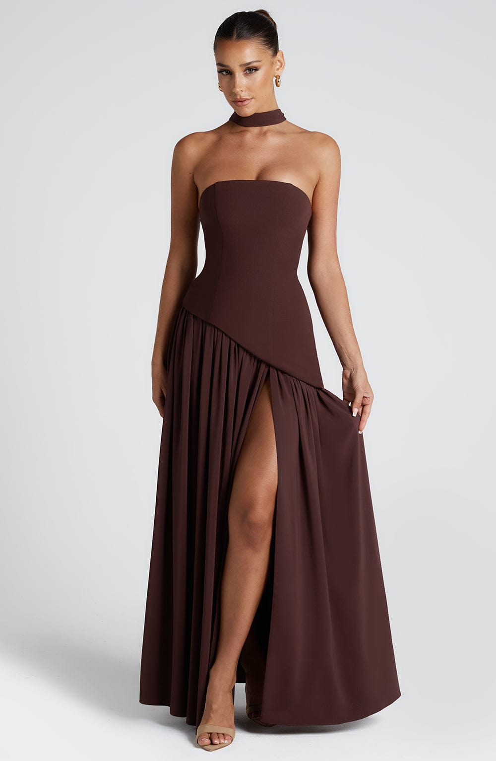 Asymmetrical Drape Maxi Dress