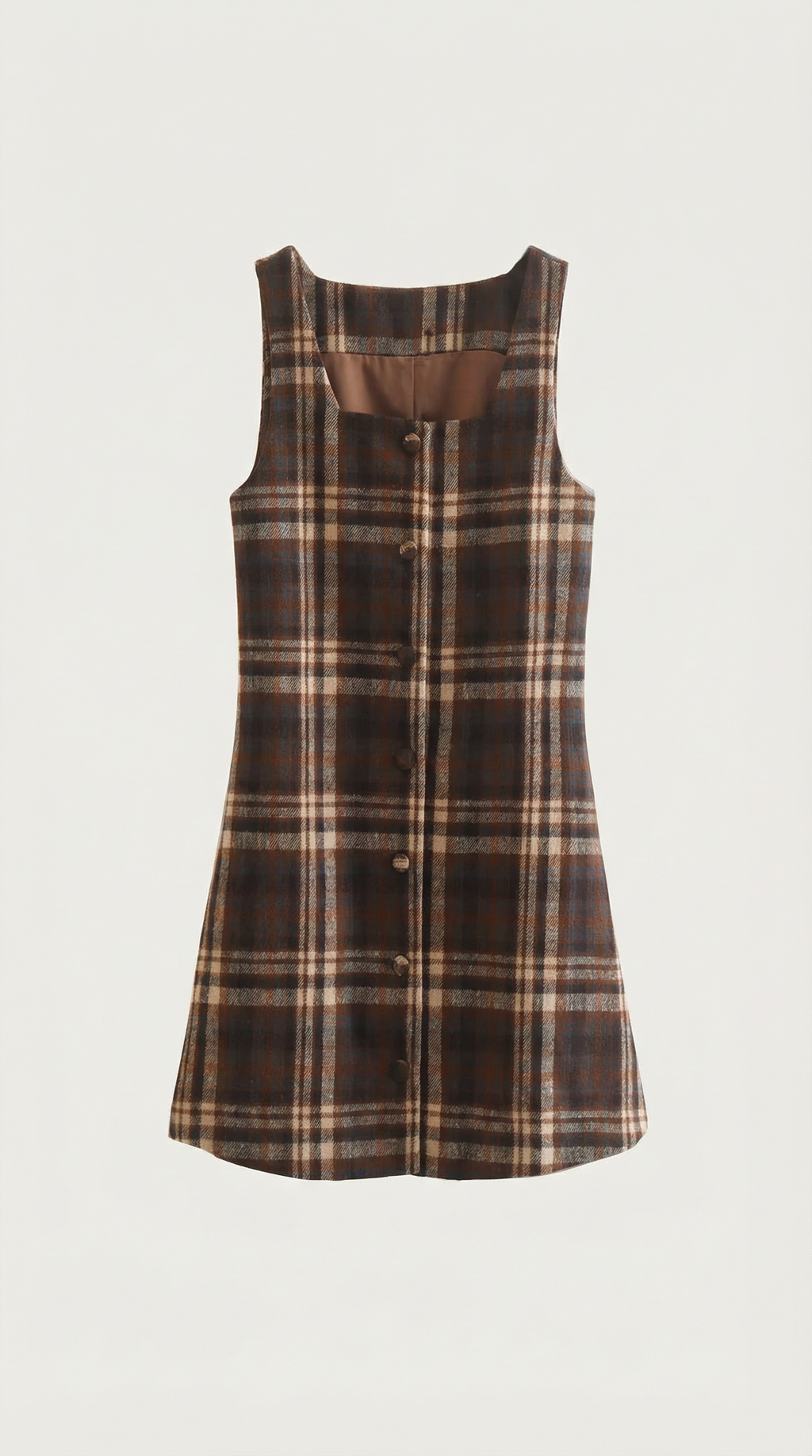 Plaid Button-Front A-Line Mini Dress