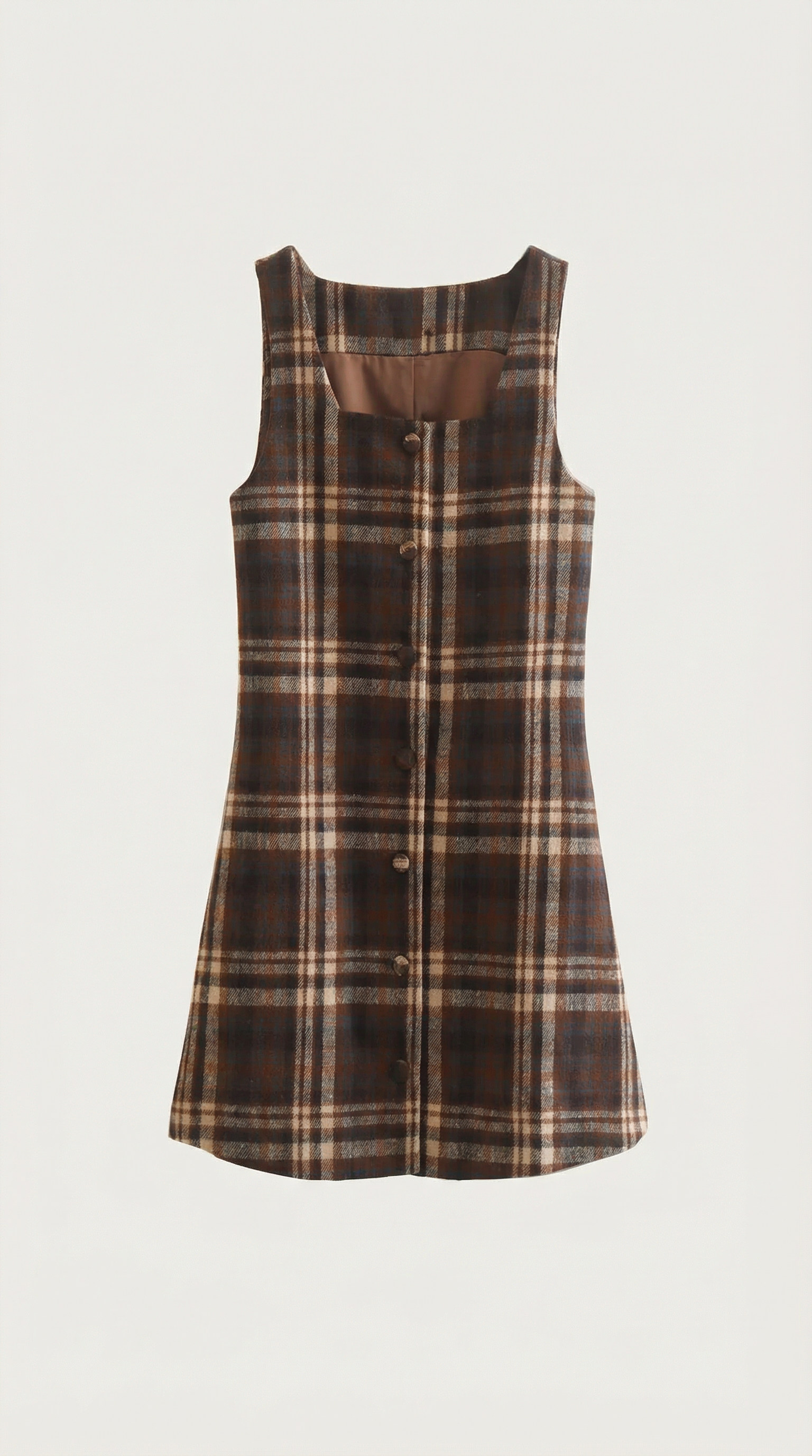 Plaid Button-Front A-Line Mini Dress