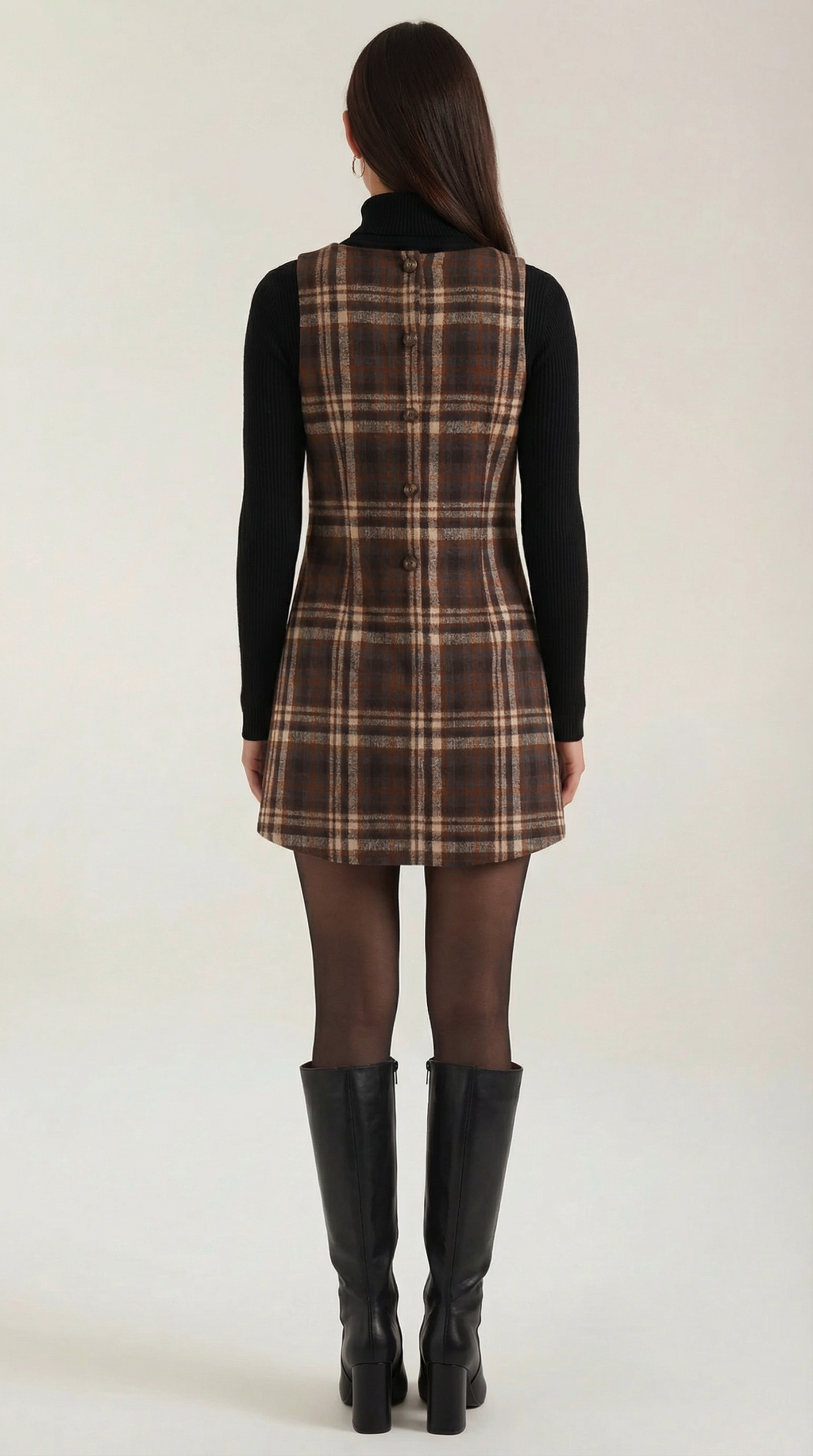 Plaid Button-Front A-Line Mini Dress