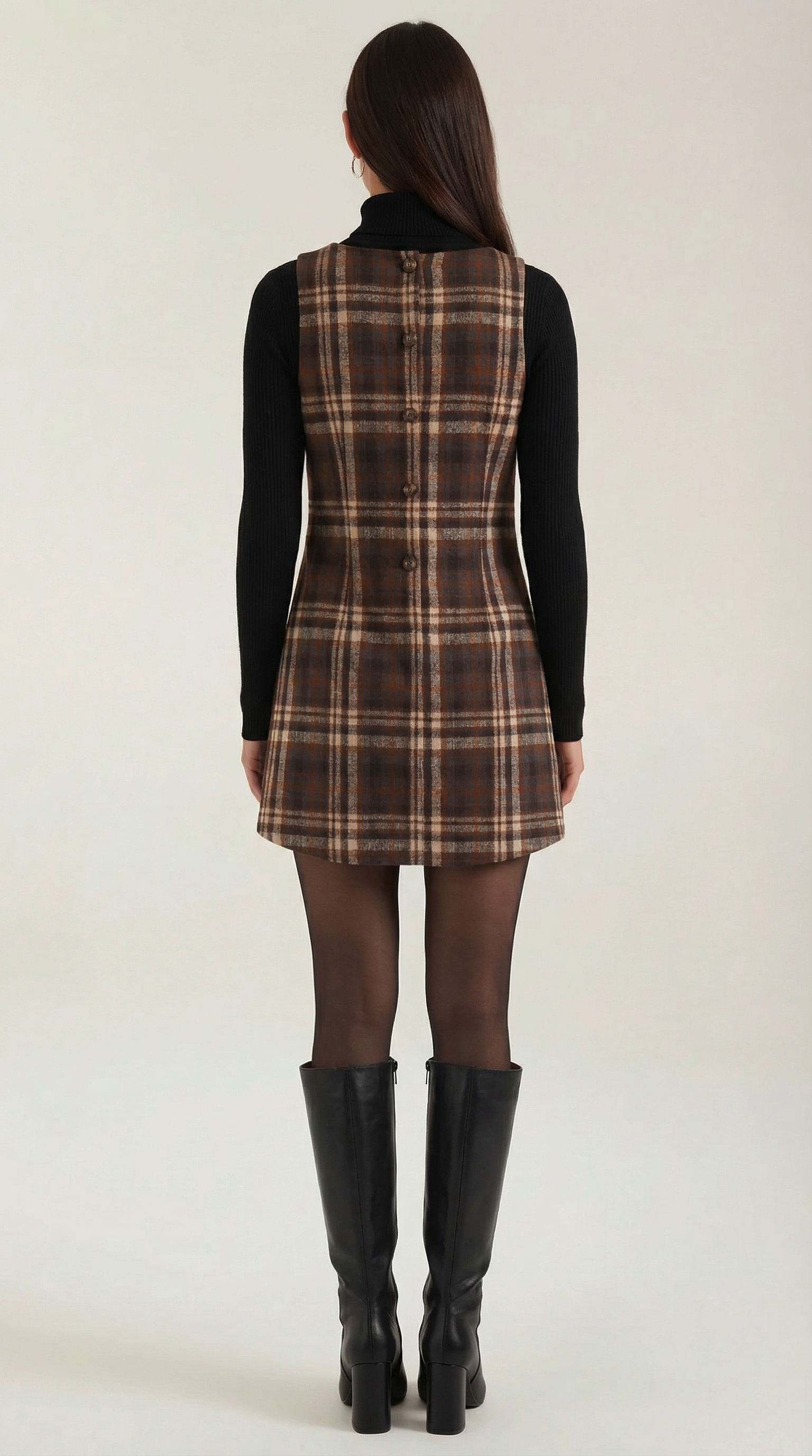 Plaid Button-Front A-Line Mini Dress