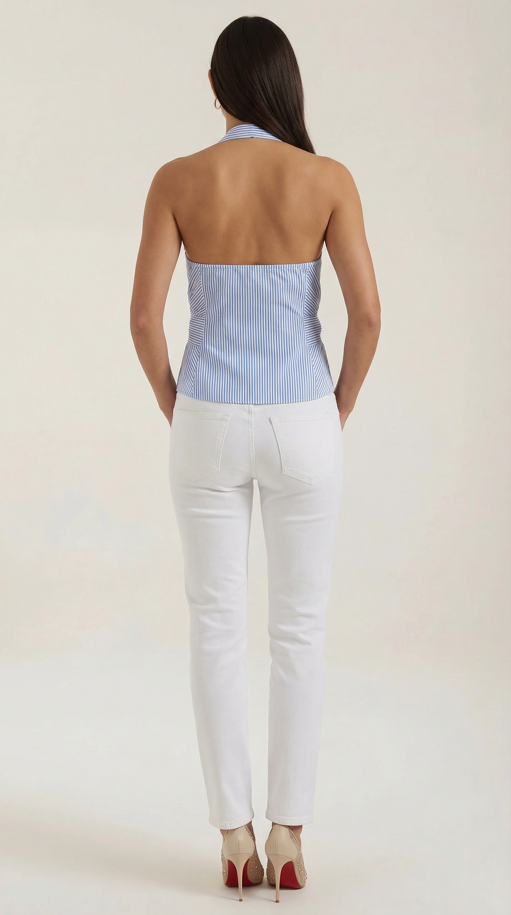Striped Halter Tie Wrap Top