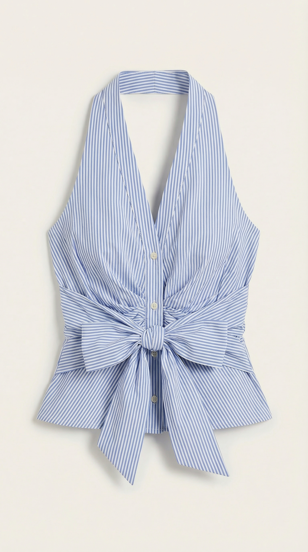 Striped Halter Tie Wrap Top