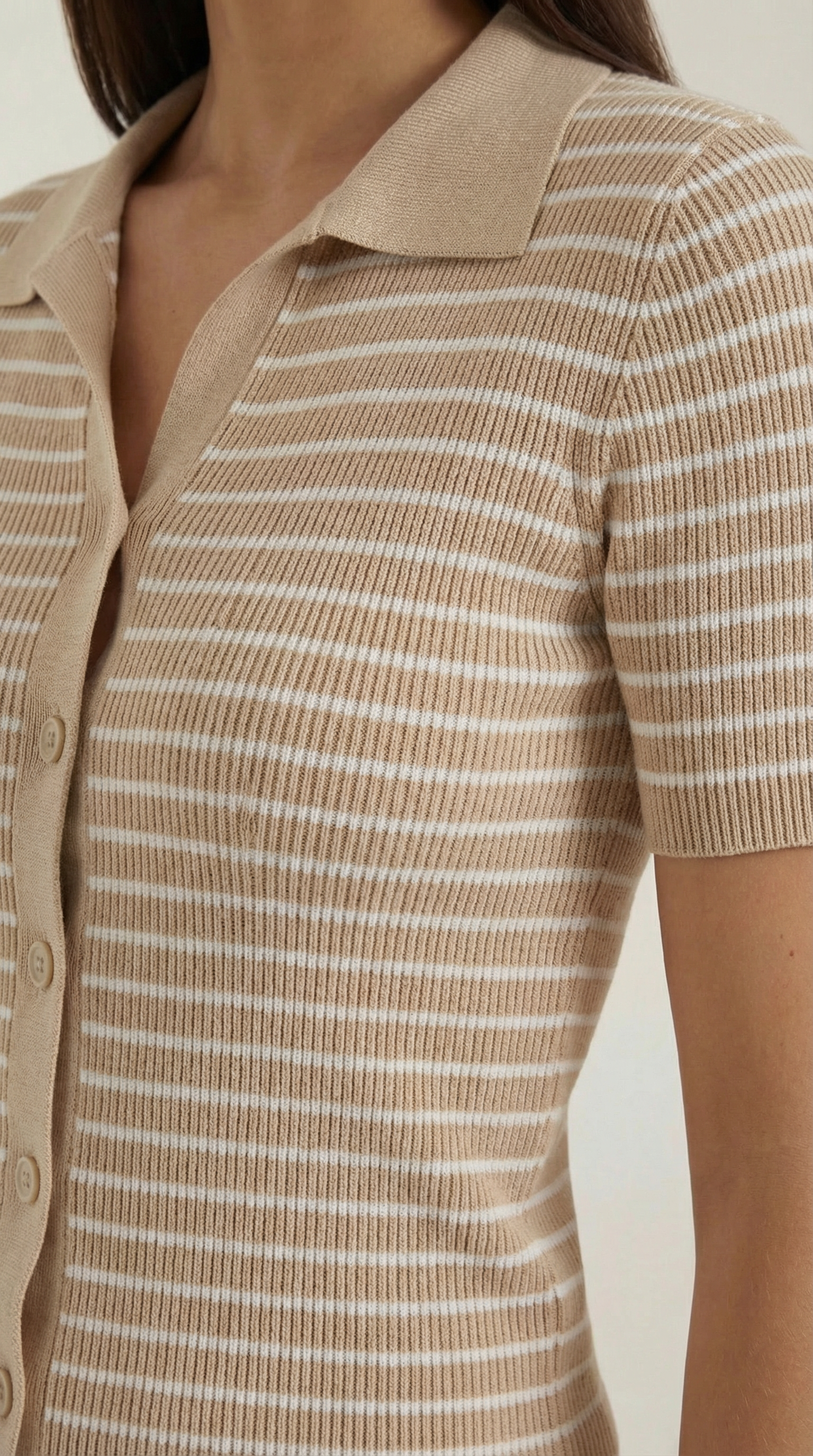Striped Cropped Polo Top