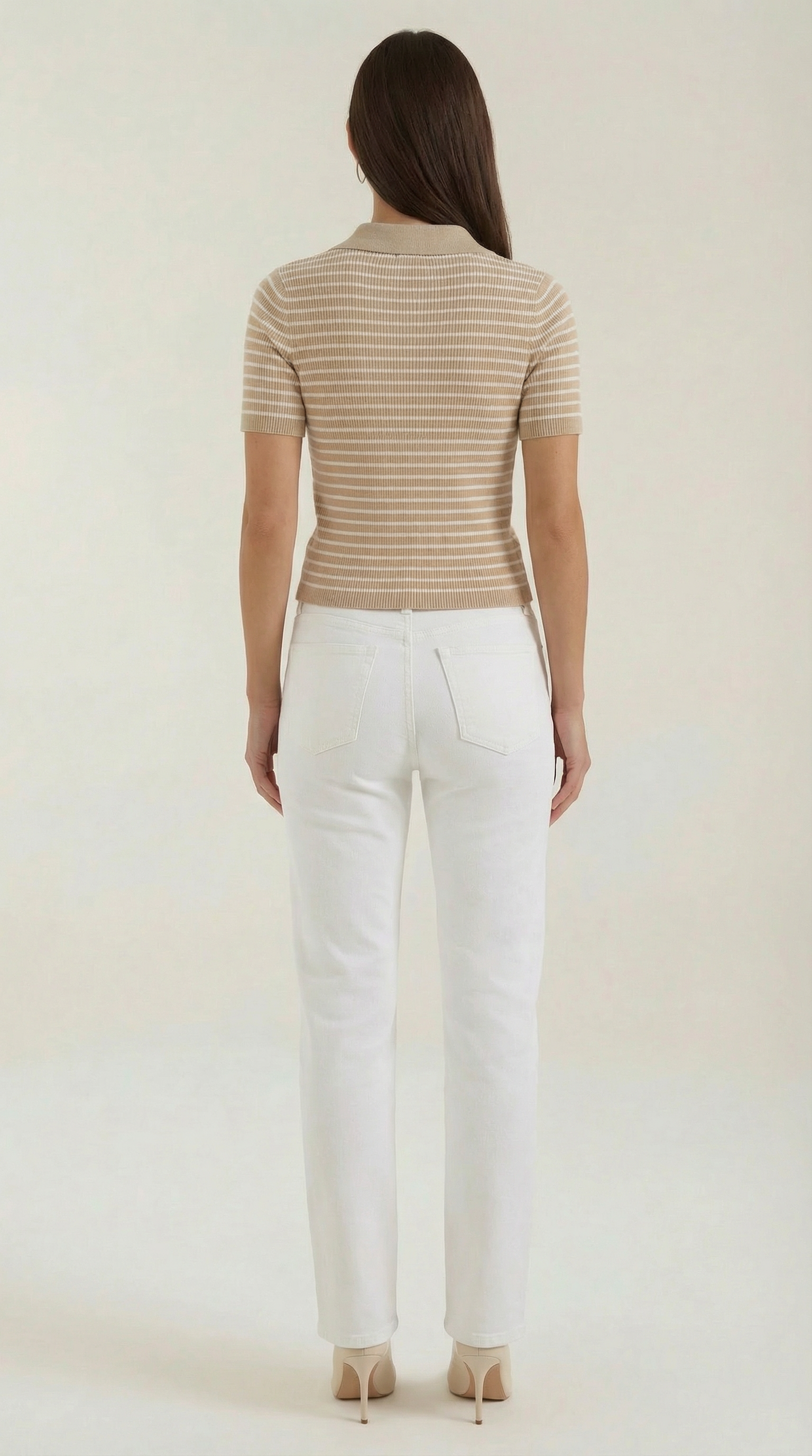 Striped Cropped Polo Top