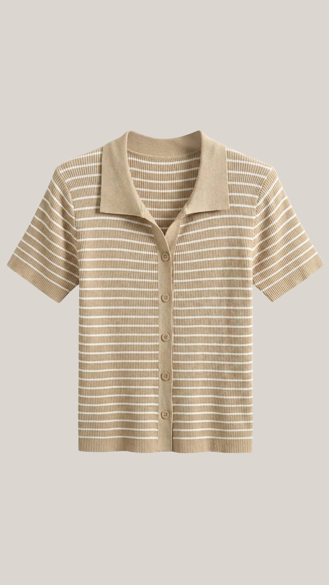 Striped Cropped Polo Top