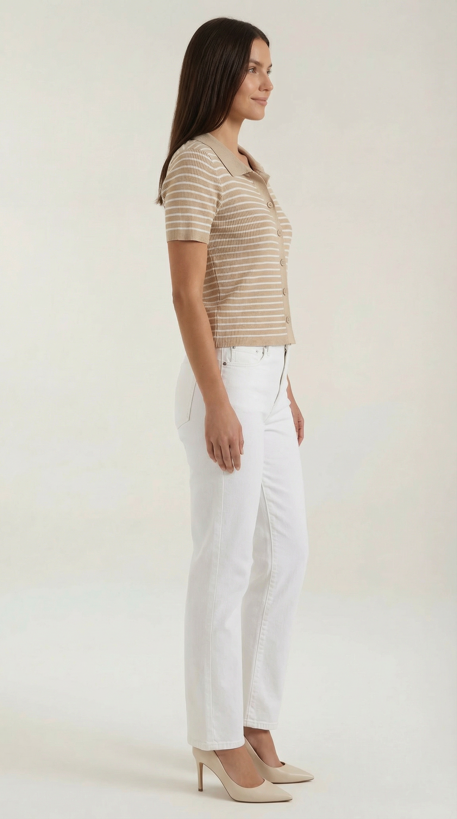 Striped Cropped Polo Top