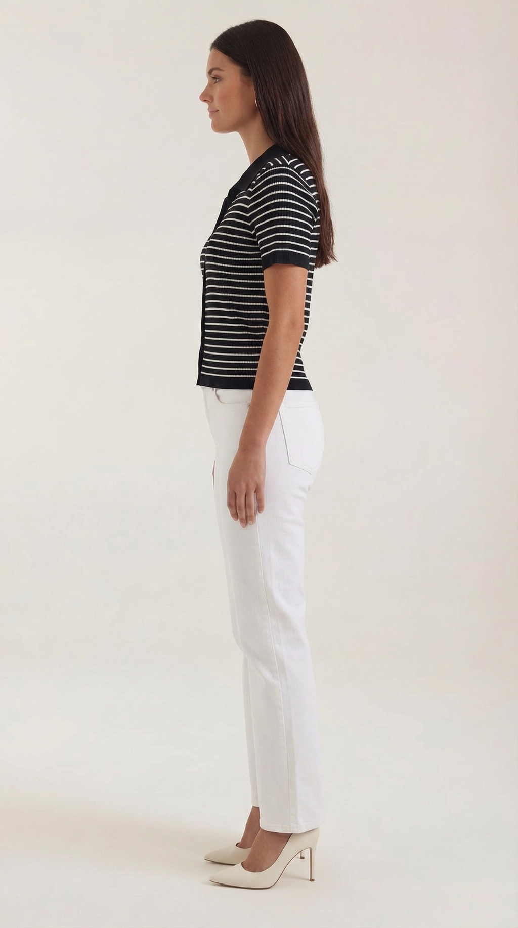 Striped Cropped Polo Top